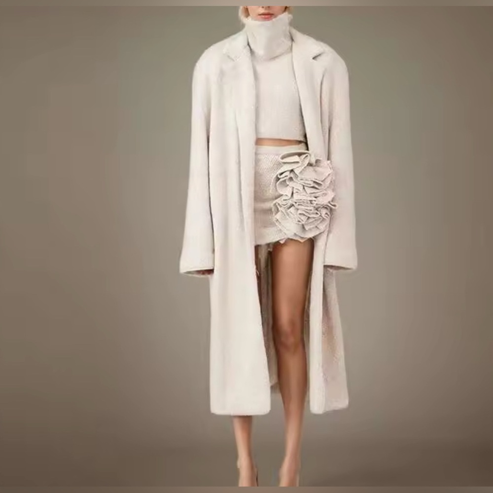 NEW $295 Tres Roe Three Piece Cream Sweater Set - Picture 6 of 10